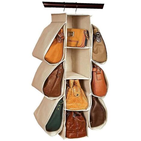 support De Rangement Pour Sac Main 10 Compartiment Pochette Suspendre Organiseur L'armoire Pour Chapeau Vtements Chaussures (1/5)
