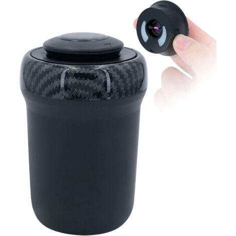 fibre De Carbone-cendrier De Voiture Avec Briquet Et Lumire Respiratoire Colore Led, Appuyez Pour Ouvrir Le Couvercle, Amovible Et Portable (1/5)