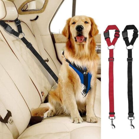 Paquet De 2 Harnais Pour Chien De Voiture (rouge + Noir), Appuie-tte De Voiture, Harnais De Scurit Rglable, Ceinture De Scurit De Voiture Pour Ch (1/5)