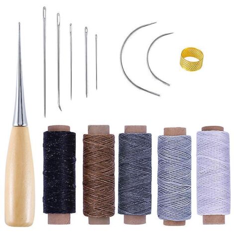 14pcs-cuir Outils Kit De Rparation  La Main Artisanat Cuir Fil Cir 8 Couleur Avec Aiguilles  Coudre Ciseaux Ruban  Mesurer Pour Cuir De Couture Ch (1/5)