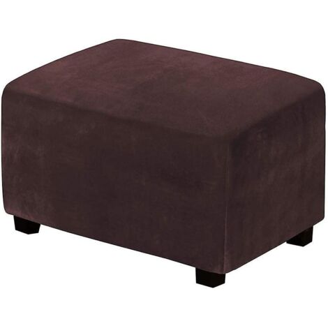(marron Fonc)housses De Pouf Extensibles Housse Ottomane En Velours Housse De Repose-pieds Rectangle Housse De Protection Pour Repose-pieds (1/5)