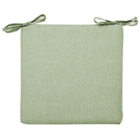 1 X Coussin De Chaise D't En Coton Lin Vert Clair - 40 X 40 X 4 Cm - Aspect Lin Uni - Rsistant Aux Taches Et L'eau - Avec Sangle De Fixation (1/5)