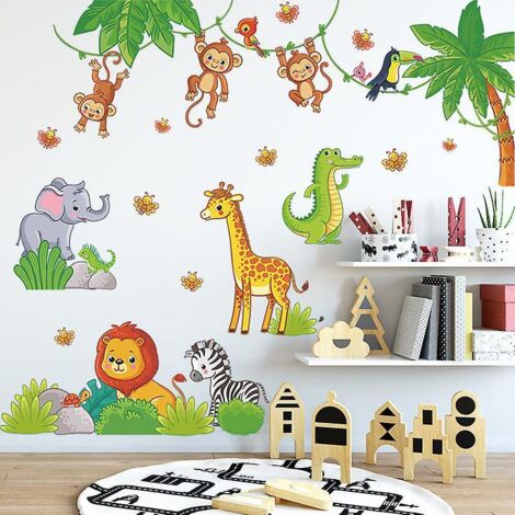 stickers Muraux Animaux De La Jungle Vigne Autocollant Mural Koala Lion Singe Paresseux Dcoration Murale Chambre Enfants Bb (1/5)