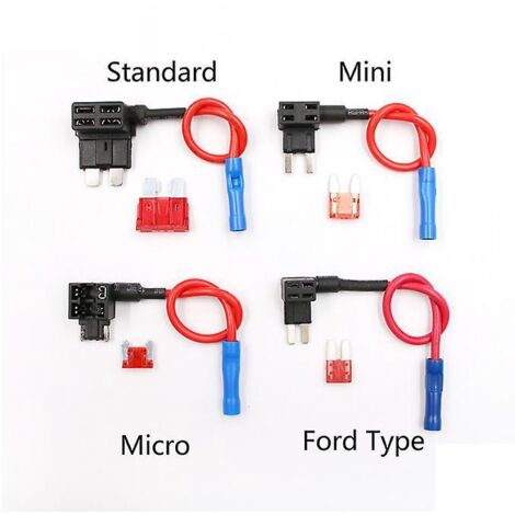 4pcs Petite Add-a-circuit Porte-fusible Voiture, 12v 24v Adaptateur Porte Fusible Lame Acs Ajouter Un Circuit Fusible Robinet Piggy Back Avec Fus (1/5)