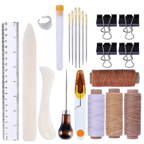 cuir Outils Kit Dequantit Voir Le Graphique Rparation  La Main Artisanat Cuir Fil Cir 8 Couleur Avec Aiguilles  Coudre Ciseaux Ruban  Mesurer Pour (1/5)