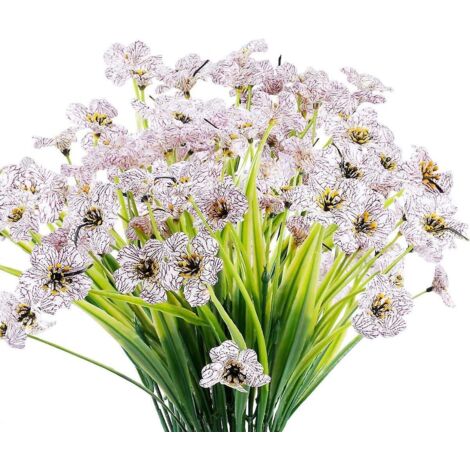 Artificielle Violettes Fleurs,6pcs -1635cm(blanc) De Fleurs En Plastique Artificielles,rsistantes Aux Uv,sans Fondu,pour Intrieur Extrieur Fentr (1/5)