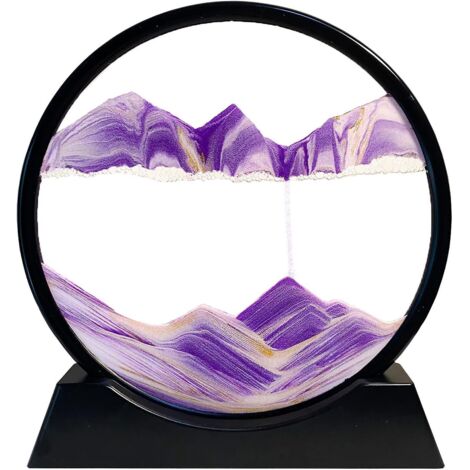 peinture De Sable Qui Coule(violet, 7 Pouces) - Image De Sable Dynamique, Cadre Sablier 3d En Verre Rond, Image D'art De Sable En Mouvement Pour D (1/5)