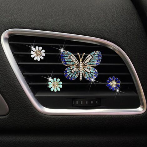 lot De 4 Clips De Ventilation Pour Climatisation De Voiture(strass Papillons), Clips D'aration Pour Voitures, Clips Pour Grille D'aration De Voitu