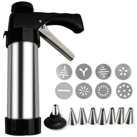 injecteur De Ptisserie Professionnel En Acier Inoxydable, Pistolet Ptisserie Avec 8 Moules Biscuits Et 8 Buses Pour Faire Des Gteaux Aux Biscuit (1/5)