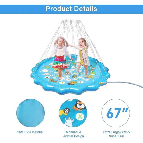 Olycism Splash Pad Géant Pour Enfants 3 Ans+ - Tapis De Jeu D'Eau Extérieur Avec Alphabet & Animaux Tapis Arrosage Jardin Olycism Splash Pad Géant Pour Enfants 3 Ans+ - Tapis De Jeu D'Eau Extérieur Avec Alphabet & Animaux Tapis Arrosage Jardin