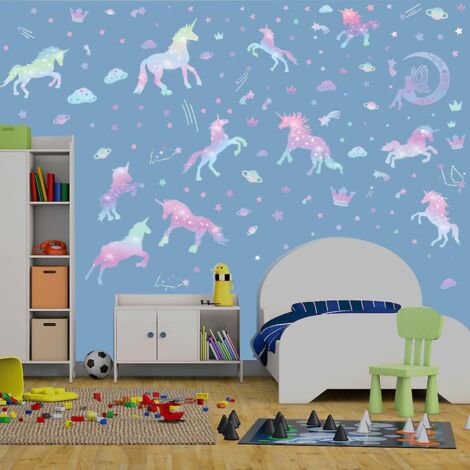 3 Pcs Stickers Muraux La Licorne Dgrade Autocollants Muraux Mural Stickers Pour Chambre Salon Mur Tv (1/5)
