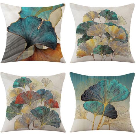 lot De 4 Housse De Coussin, Housse Coussin 45x45 Housses De Coussin Taie D'oreiller Dcoratif Canap Pour Chambre, Canap, Chaise, Lit,jardin (ginkgo (1/5)