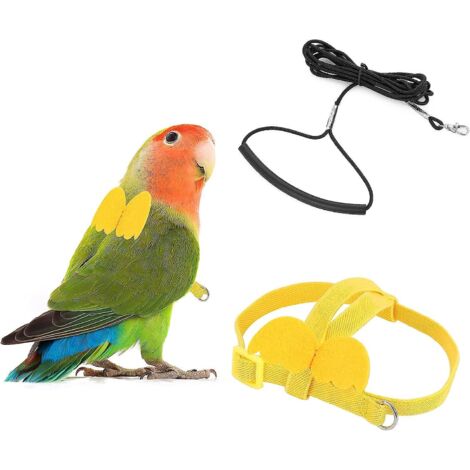 porte Perroquet (jaune M), Corde D'entranement Rglable Pour Perroquets Porte Perroquet, Corde D'entranement En Nylon Pour Oiseaux (1/5)