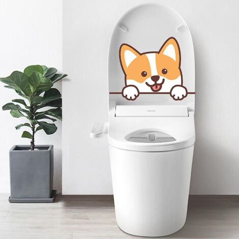 stickers Corgi, Sticker Mural Drle Pour Wc, Salle De Bain, Cuisine, Pvc, 1 Couleur, Taille Unique (1/4)