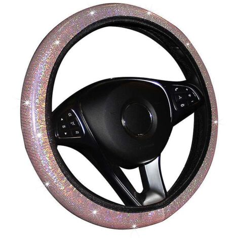 housse De Volant De Voiture Paillettes Roses, Housse De Volant Lastique Brillante (1/5)