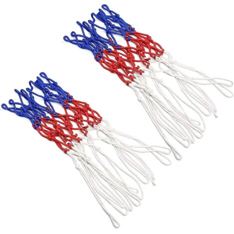 filet De Basket-ball En Deux Parties (blanc, Rouge Et Bleu), Accessoires De Filet De Basket-ball En Nylon Tricolore, Filet De Basket-ball De Recha (1/5)