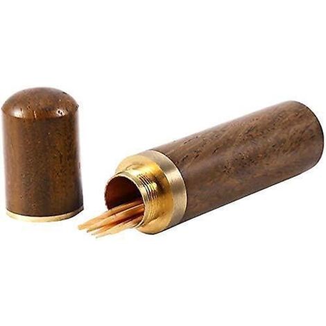 bote Cure-dent En Bois Main Porte Tui Cure-dent Housse De Capsule Portable (1/4)