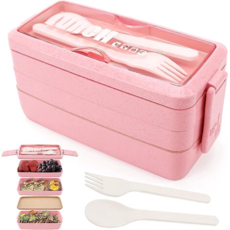 bote  Lunch 3 Tages (rose), Bote  Bento 4 En 1 Avec Fourchette Et Cuillre, Bote De Conservation De 1000 Ml, Convient Aux Hommes, Aux Femmes Et Aux (1/5)