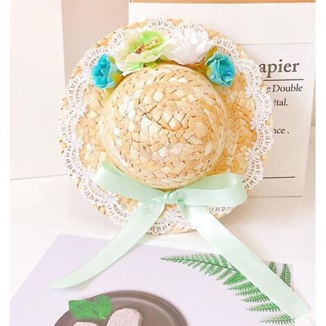 (fleurs Vertes)pet Chien Chapeau De Paille Marguerite Chapeau De Soleil Chiot Bowknot Fleur Chapeau De Paille Chiot Chapeau Chien Costume Chapeau (1/5)