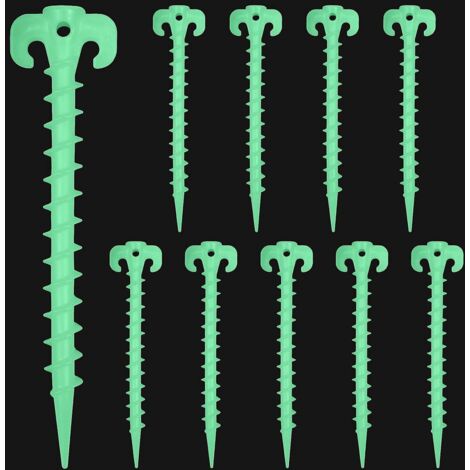 10 Pcs - Piquets De Tente Lumineux Tente Sol Tacks Camping En Plein Air Pche Auto-lumineux Spirale Crochet Tacks 20cm 7.8inch (1/5)