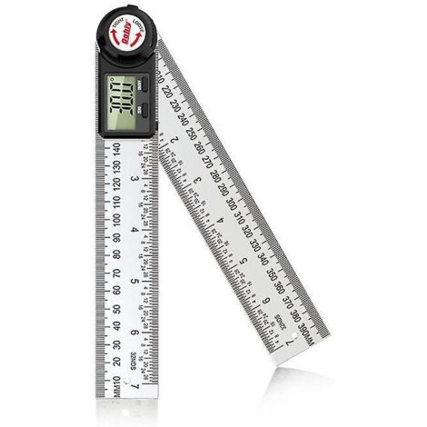 rgle D'angle Numrique, Rapporteur, Mesure De Longueur 400 Mm Et D'angle En Acier Inoxydable Avec Maintien, Zro Et Grand Ecran Lcd, Systme Mm/inch, (1/5)