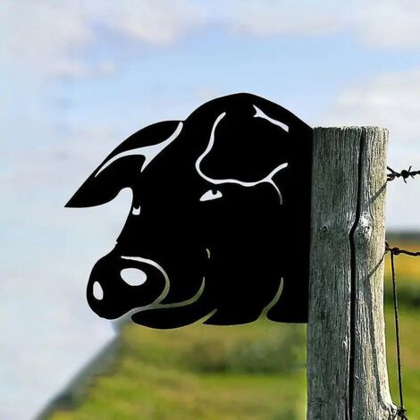 cochon Ornements De Jardin En Mtal Pour Cltures, Dcorations D'extrieur Et De Maison, Dcoration De Jardin, Sculptures, Silhouettes En Fonte, Arbre, (1/5)