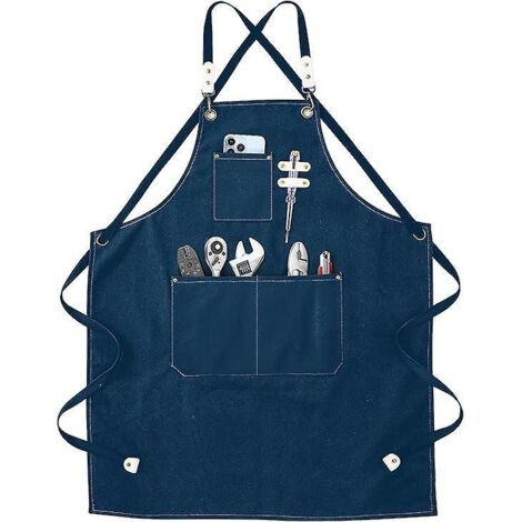 tablier De Soudure Marine - 8056 Cm - Tablier De Travail Avec Poches, Bretelles Croises Rglables, Peut Tre Port Par Les Hommes Et Les Femmes, Con (1/5)
