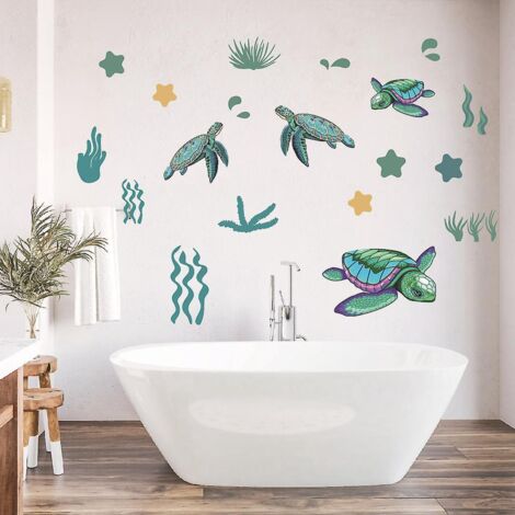 2 Pcs Stickers Muraux La Tortueautocollants Muraux Mural Stickers Pour Chambre Salon Mur Tv (1/5)