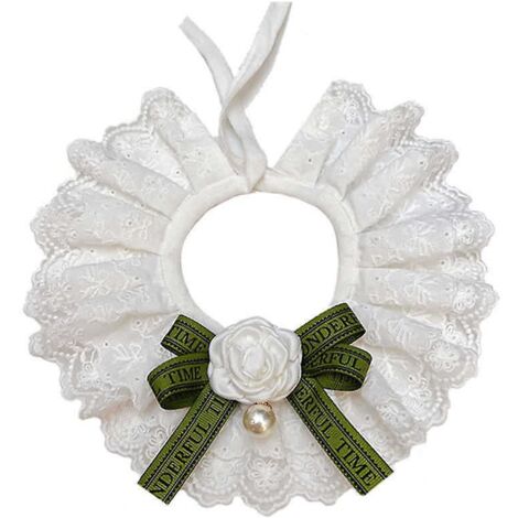 (fleurs Blanches)petit Bavoir Broderie Triangle Vtements La Mode Costume Avec Rglable Scraft Bavoirs Pour Animaux De Compagnie Chiens Accessoires (1/5)