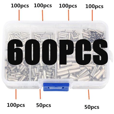 kit De Connecteurs Bout Bout Non Isols 600 Pices - Connecteurs Bout Bout - Connecteurs De Fil Sertir Non Isols - 24-8 Awg (1/5)