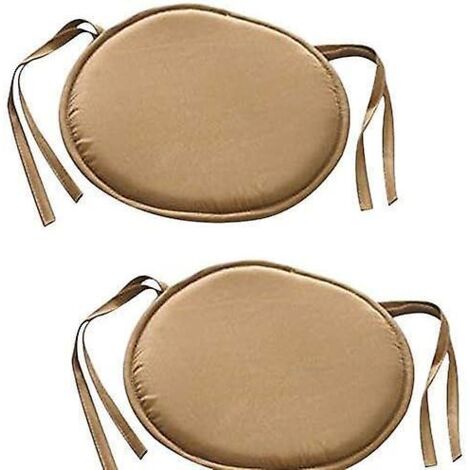 lot De 2 (marron)coussins Rembourrs Pour Chaise De Jardin Avec Attaches 38 X 38 Cm (1/4)