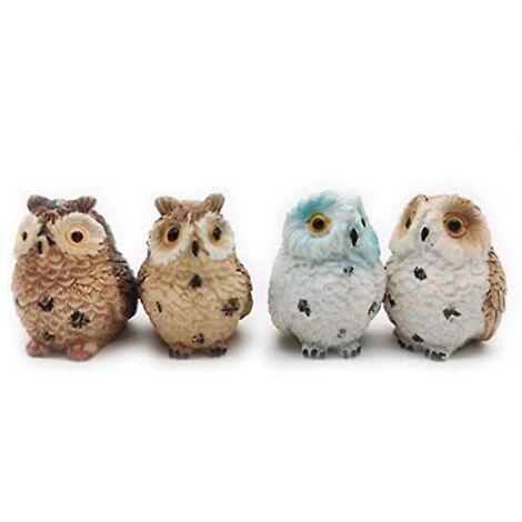 ornement De Jardin Hibou Miniature, 4 Pcs Hibou Rsine Figurine Artisanat, Hibou De Jardin Pots Fe Jardin Vase Dcor, Maison Jardin Extrieur Maison (1/5)