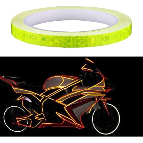 1 Rouleau D'autocollants Rflchissants Pour Vlo (jaune) - 1cm8m - Pour Voitures, Motos Et Vtt (1/5)