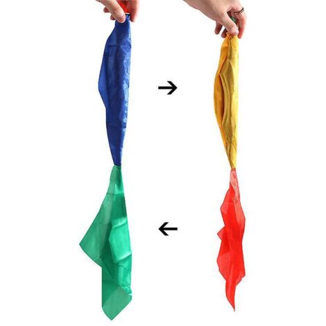 foulard Magique Color 4 Foulards En Soie Changeant De Couleur Pour La Magie De Rue, La Maison, L'cole, La Fte (rouge, Jaune, Bleu, Vert) (1/5)