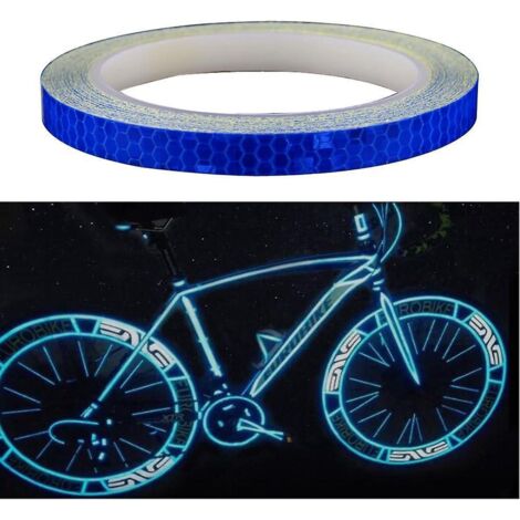 1 Rouleau D'autocollants Rflchissants Pour Vlo (bleu) - 1cm8m - Pour Voitures, Motos Et Vtt (1/5)