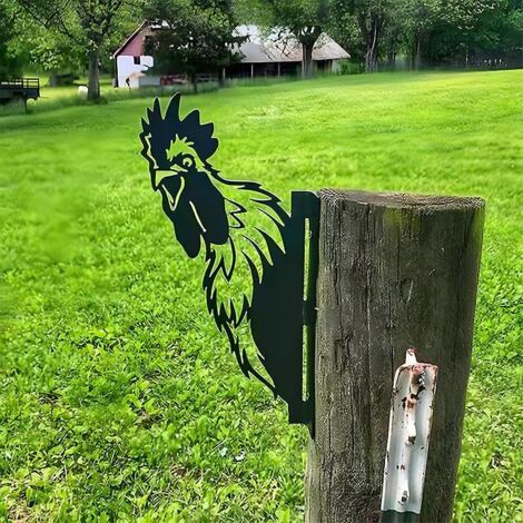 poulet Ornements De Jardin En Mtal Pour Cltures, Dcorations D'extrieur Et De Maison, Animaux, Dcoration De Jardin, Sculptures, Silhouettes En Font (1/5)