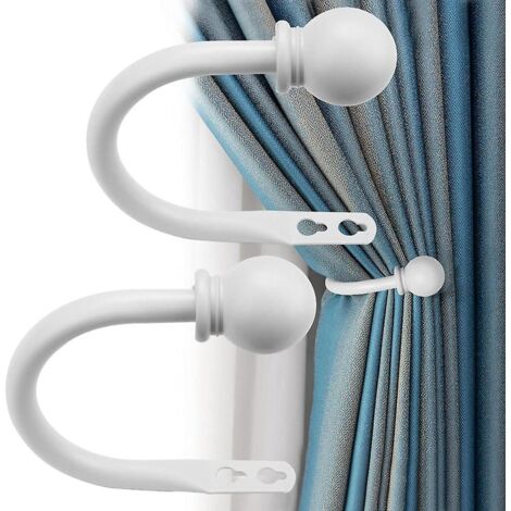 1 Paire Embrasse Pour Rideaux En Mtal, Embrasses De Rideaux Crochets Visser, Attache Rideau En Forme De U, Embrases Pour Voilages Mural, Pour Voi (1/5)
