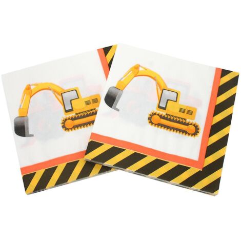 lot De 40 Serviettes En Papier Colores-serviettes Imprimes En Forme De Vhicule De Construction Digger, Bricolage, Origami, Pour La Gastronomie, (1/5)