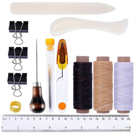 cuir Outils Kit Dequantit Voir Le Graphique Rparation  La Main Artisanat Cuir Fil Cir 8 Couleur Avec Aiguilles  Coudre Ciseaux Ruban  Mesurer Pour (1/5)
