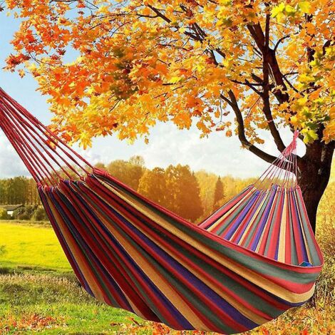 hamac, Toile 190 X 80 Cm Longueur Totale 190cm Charge 100kg, Hamacs Extrieur Confortable Hamac De Voyage Ray Rouge, Hamac Parfait Pour L'extrieur, (1/5)