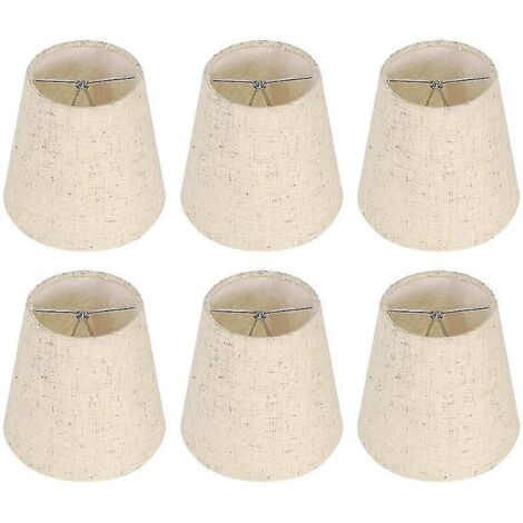 Lot de 6 petits abat-jour à pince pour ampoules de type candélabre, abat-jour cylindrique en tissu pour lampe de table.