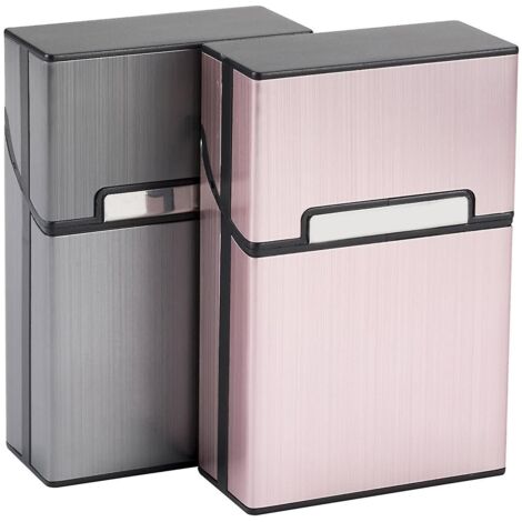 Étui à cigarettes en aluminium gris et or rose - Fermeture magnétique - Pour hommes et femmes (1/5)