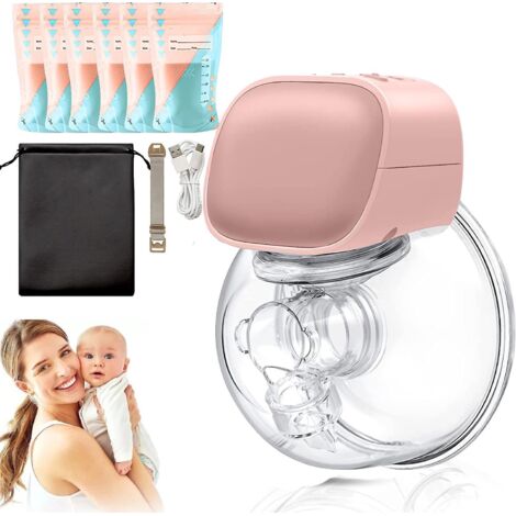 Tire-lait électrique portable mains libres avec 2 modes et 5 niveaux d'aspiration - Comprend des sachets de succion pour le lait (1/5)