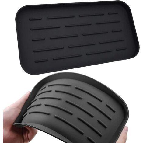 Lot de 2 porte-savons en silicone noir (1/5)
