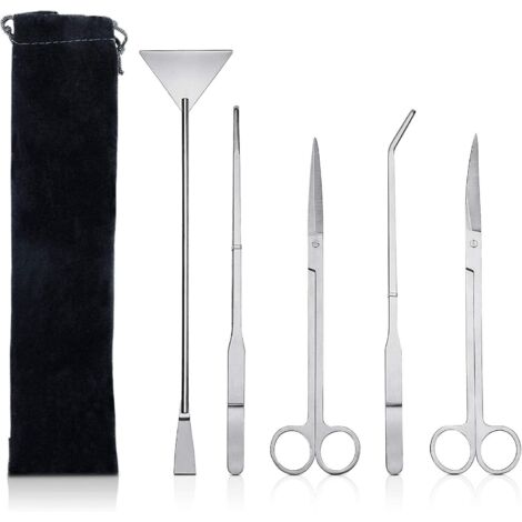 Ensemble d'outils en acier inoxydable pour aquarium - Kit de 5 pièces pour l'entretien des poissons et des plantes (1/5)