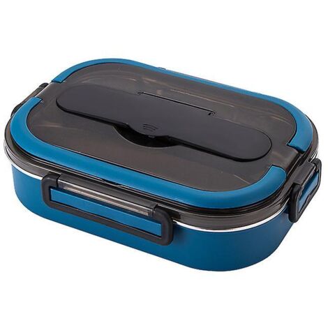 Boîte à lunch en acier inoxydable bleu 304 avec infuseur à eau et isolation, idéale pour les étudiants et les employés de bureau. (1/3)