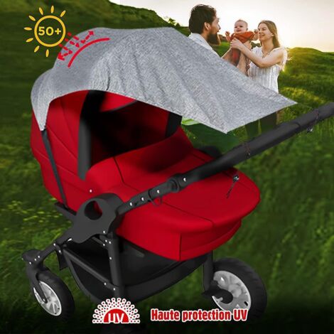 Pare-soleil pour poussette avec protection UPF50+ anti-UV et parasol réglable - Couleur anthracite, sac de rangement inclus (1/4)