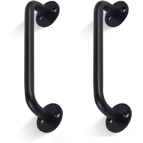 Ensemble de 2 poignées tubulaires noires pour porte de grange (1/5)