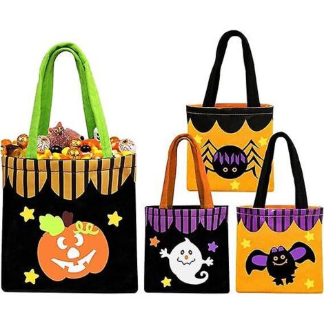 Lot de 4 sacs fourre-tout non tissés pour Halloween - Sac à main cadeau pour bonbons (1/5)