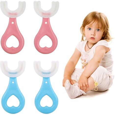 Ensemble de 8 brosses à dents pour enfants en forme de U avec poils en silicone pour un nettoyage complet (2-6 ans) (1/5)